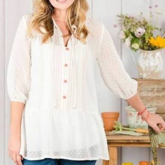 NWT Matilda Jane Light the Way Swiss Dot Blouse White Large - Picture 1 of 8